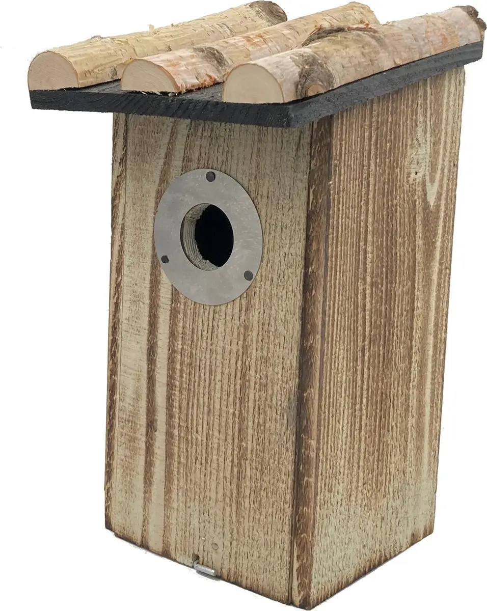 GARDEN SPIRIT Vogelhuisje Berk 13 x 12 x 28 cm Nestkast beschermplaatje