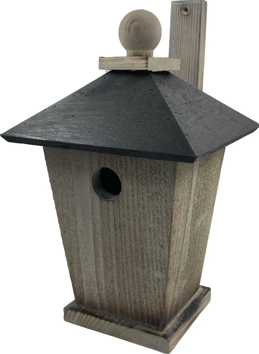 GARDEN SPIRIT Vogelhuisje 20 x 20 x 29 cm. Nestkast gevlamd zwart