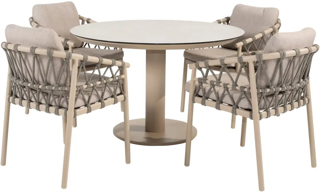4 Seasons Outdoor Sarah Tafel met 4x Piacenza Stoelen - Latte - afbeelding 4 van 4