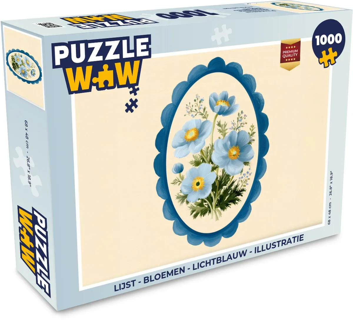 PuzzleWow Bloemen Legpuzzel 1000 Stuks - Lichtblauw