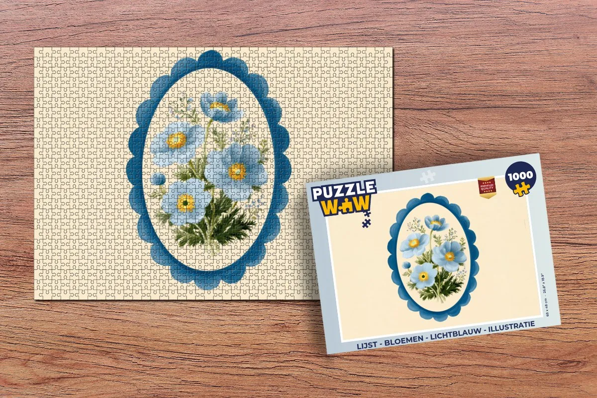 PuzzleWow Bloemen Legpuzzel 1000 Stuks - Lichtblauw