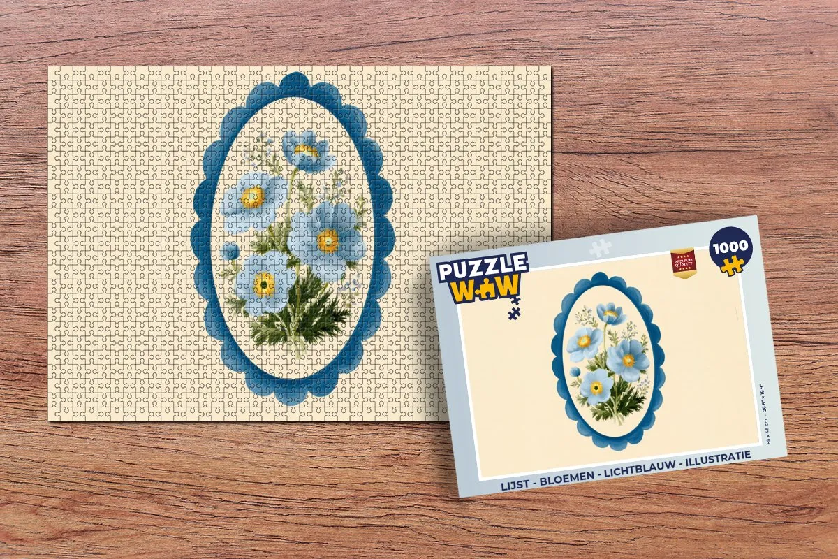PuzzleWow Bloemen Legpuzzel 1000 Stuks - Lichtblauw