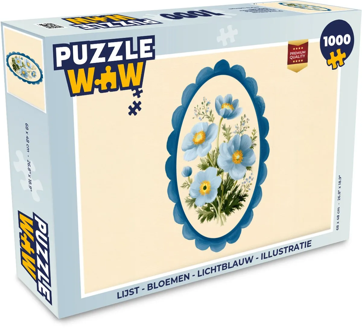 PuzzleWow Bloemen Legpuzzel 1000 Stuks - Lichtblauw