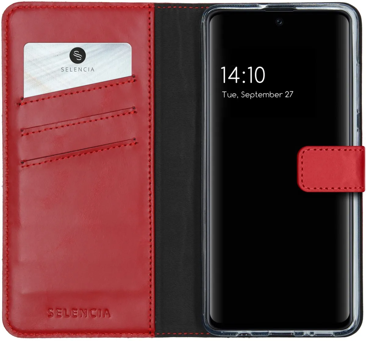 Selencia Hoesje Samsung Galaxy A51 - Echt Lederen Bookcase Rood