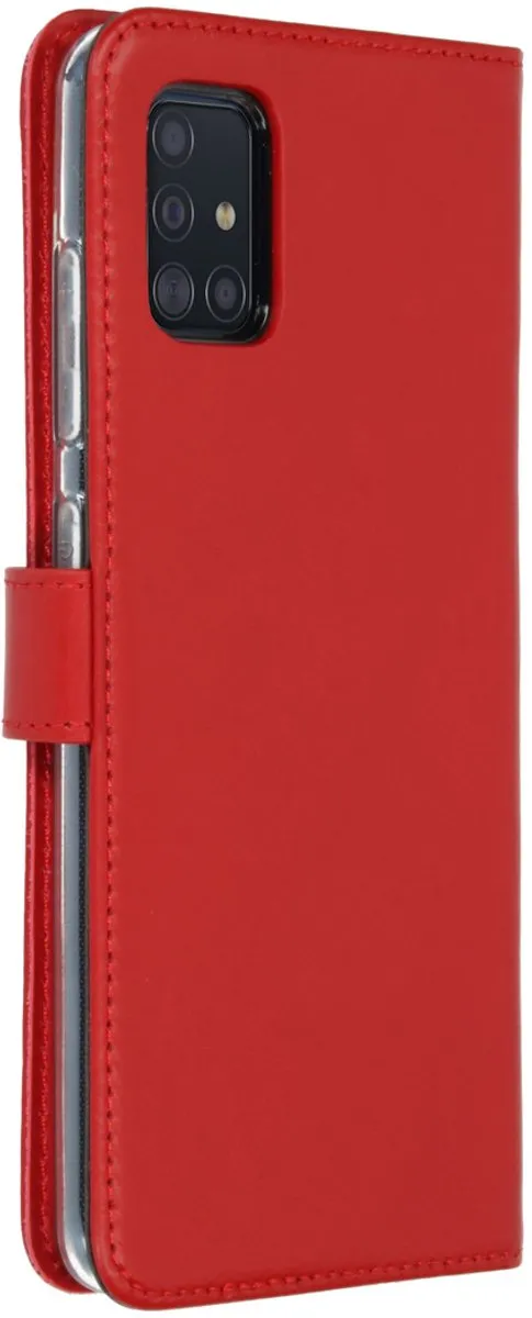 Selencia Hoesje Samsung Galaxy A51 - Echt Lederen Bookcase Rood