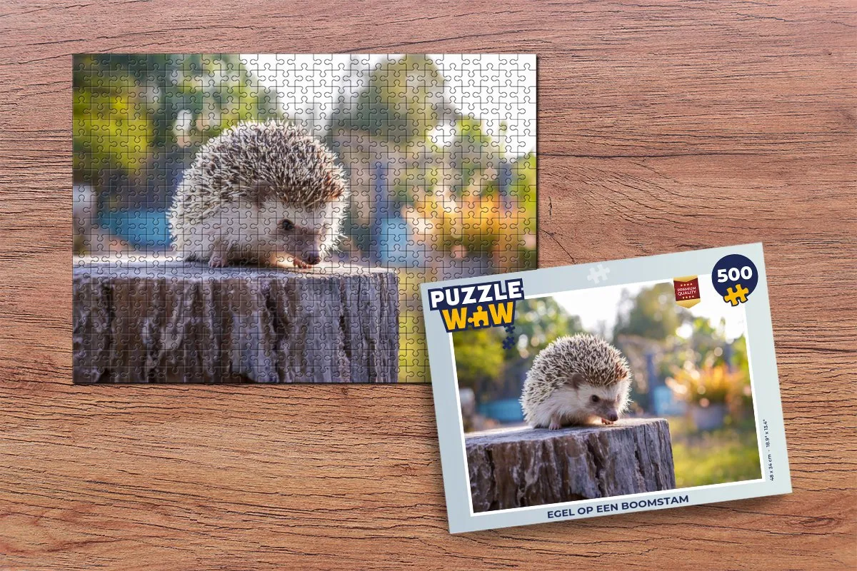 PuzzleWow Legpuzzel Egel op een Boomstam 500 Stuks - Multicolor