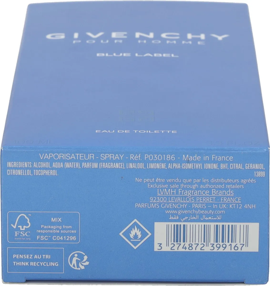 Givenchy Pour Homme Blue Label Eau de Toilette 100ml