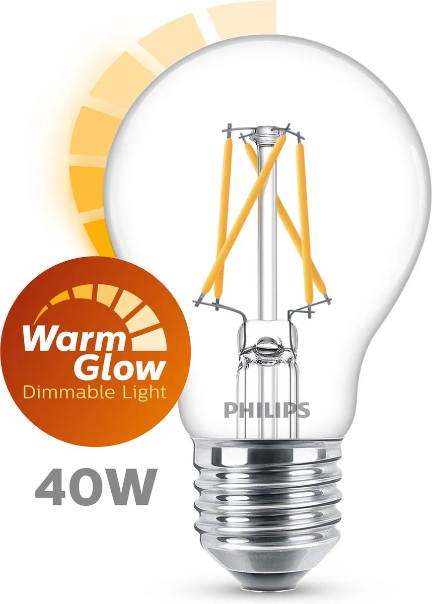 Philips LED Transparante Lamp 40W E27 - Warmwit 2700K