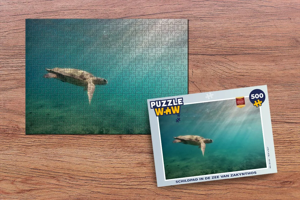 PuzzleWow Schildpad in de zee van Zakynthos Legpuzzel 500 Stuks - Multicolor