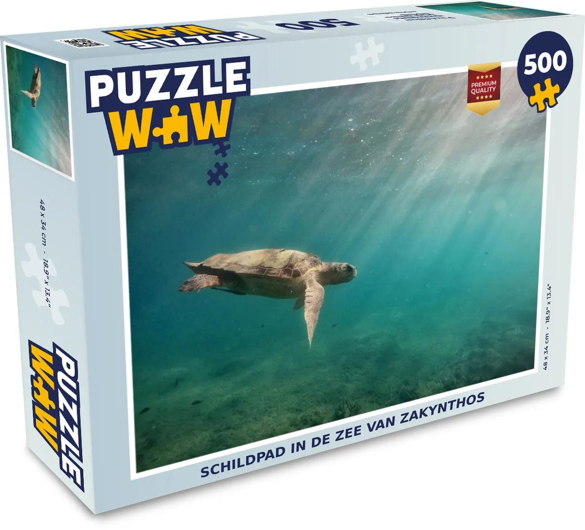 PuzzleWow Schildpad in de zee van Zakynthos Legpuzzel 500 Stuks - Multicolor