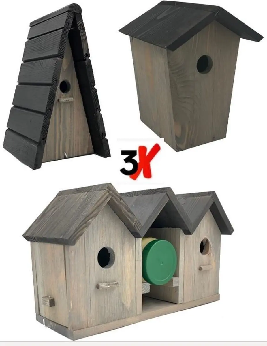 GARDEN SPIRIT Set 3 Vogelhuisjes en Nestkastjes