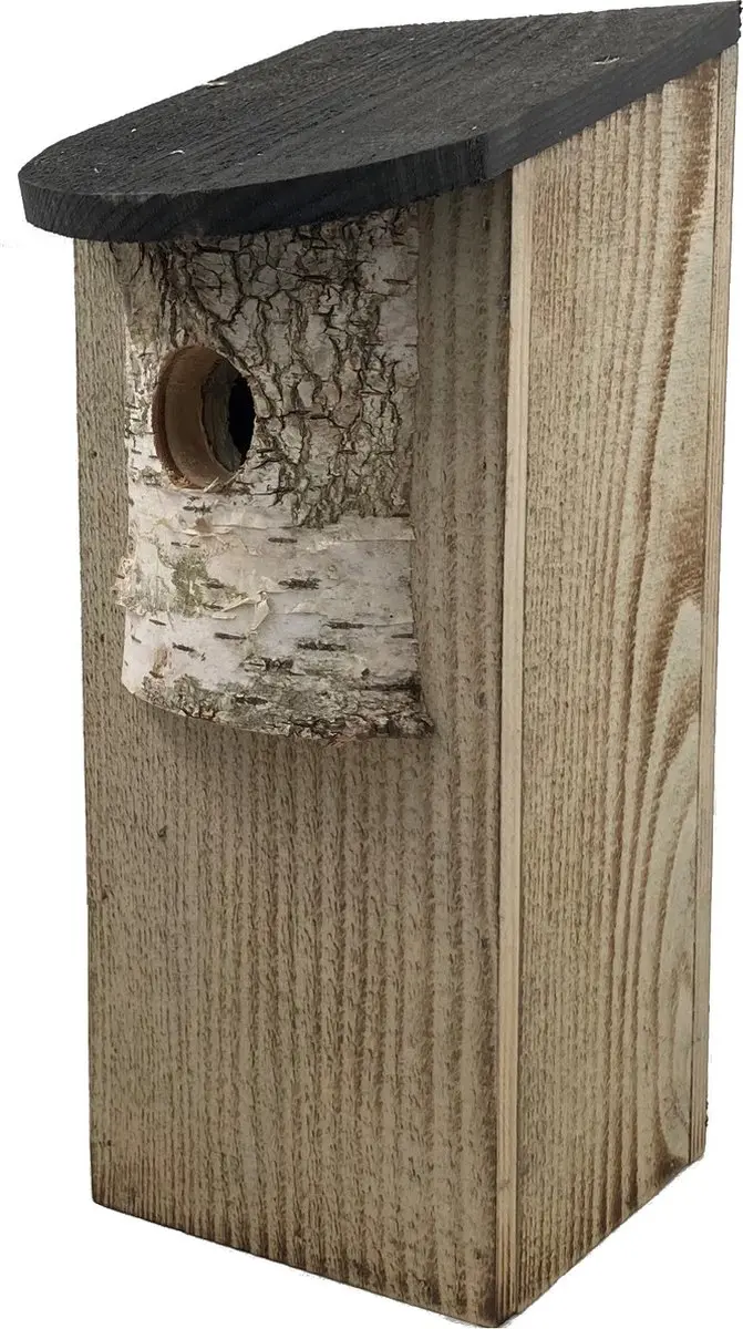 GARDEN SPIRIT Vogelhuisje 12 x 12 x 30 cm Nestkastje gevlamd berk