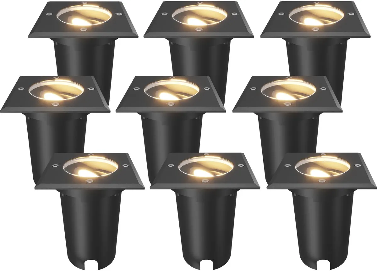 Ledvion 9x LED Grondspot Vierkant GU10