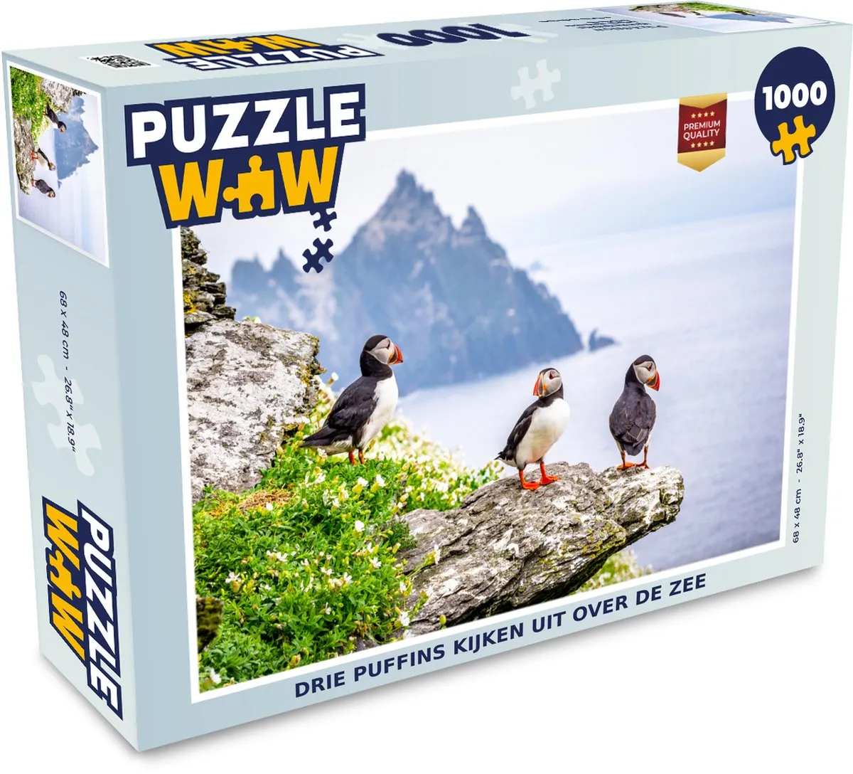 PuzzleWow Legpuzzel Drie Puffins 1000 Stuks - Multicolor