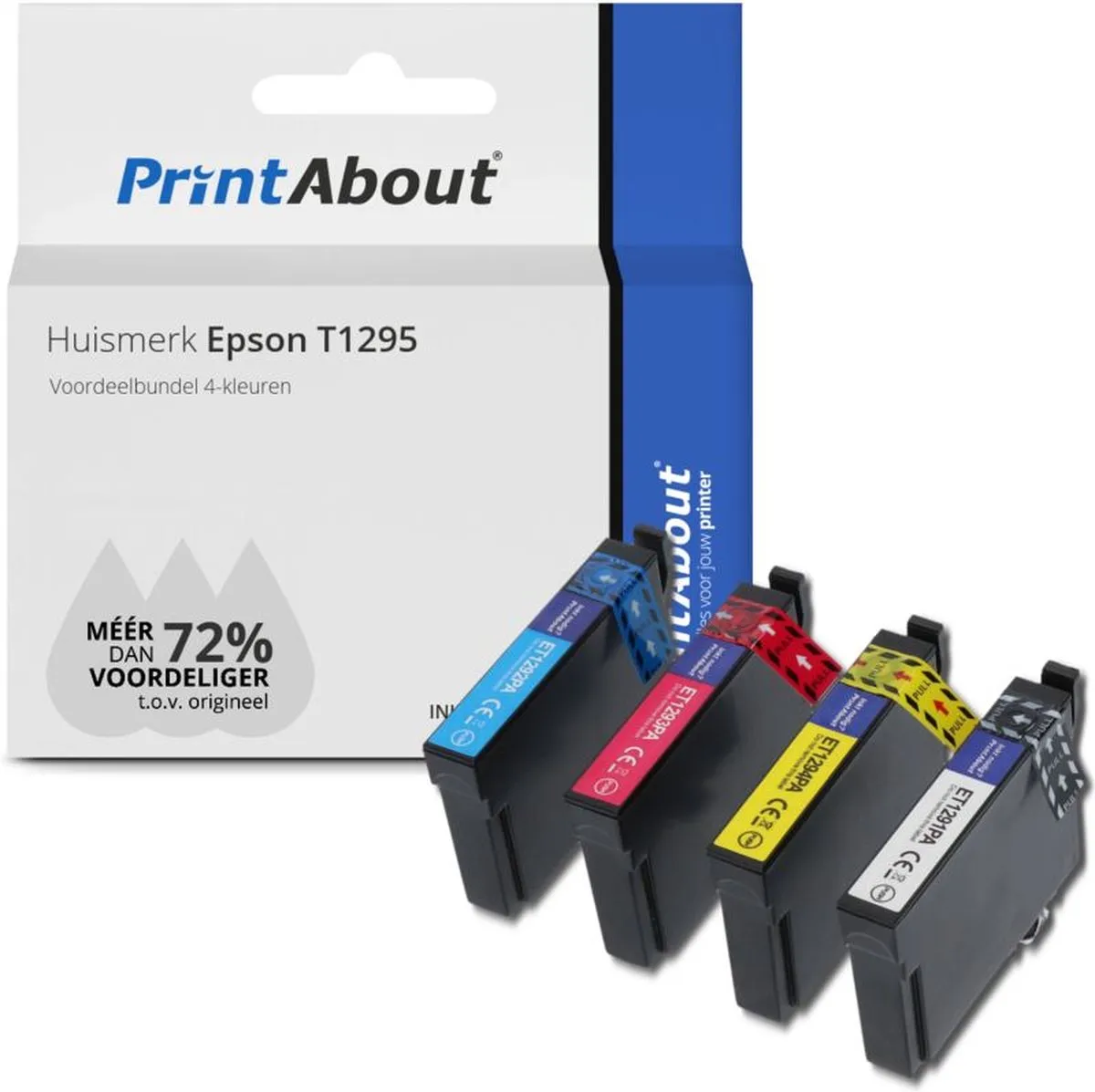PrintAbout T1295-PA2 Inktcartridge 4-Kleuren - 4.200 pagina's - 59ml