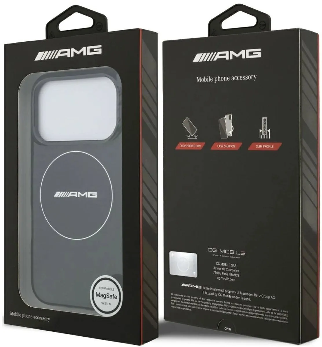 Mercedes AMG iPhone 17 Pro Hoesje - Dubbele Laag Transparant Gerookt - Zwart