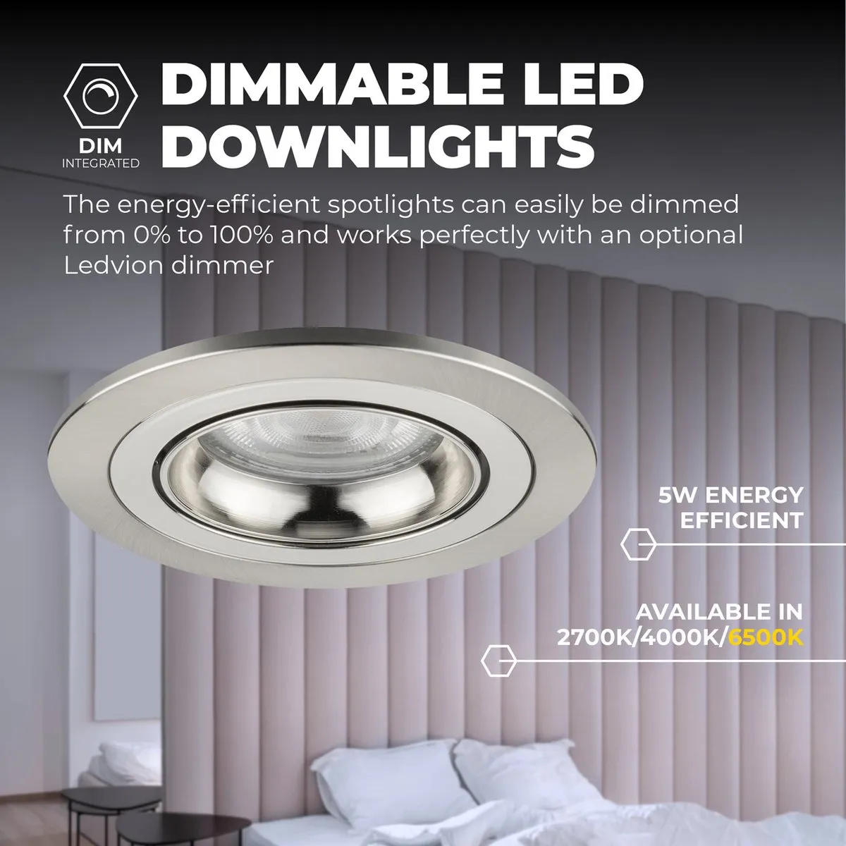 LEDVION 6X LED Inbouwspot Tokyo RVS - 6 Stuks