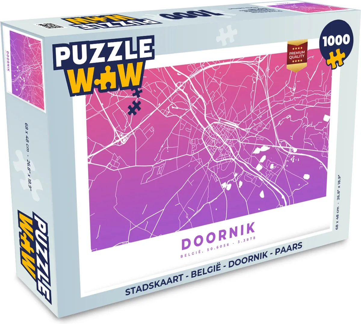 PuzzleWow Stadskaart België Doornik Legpuzzel 1000 Stuks - Multicolor