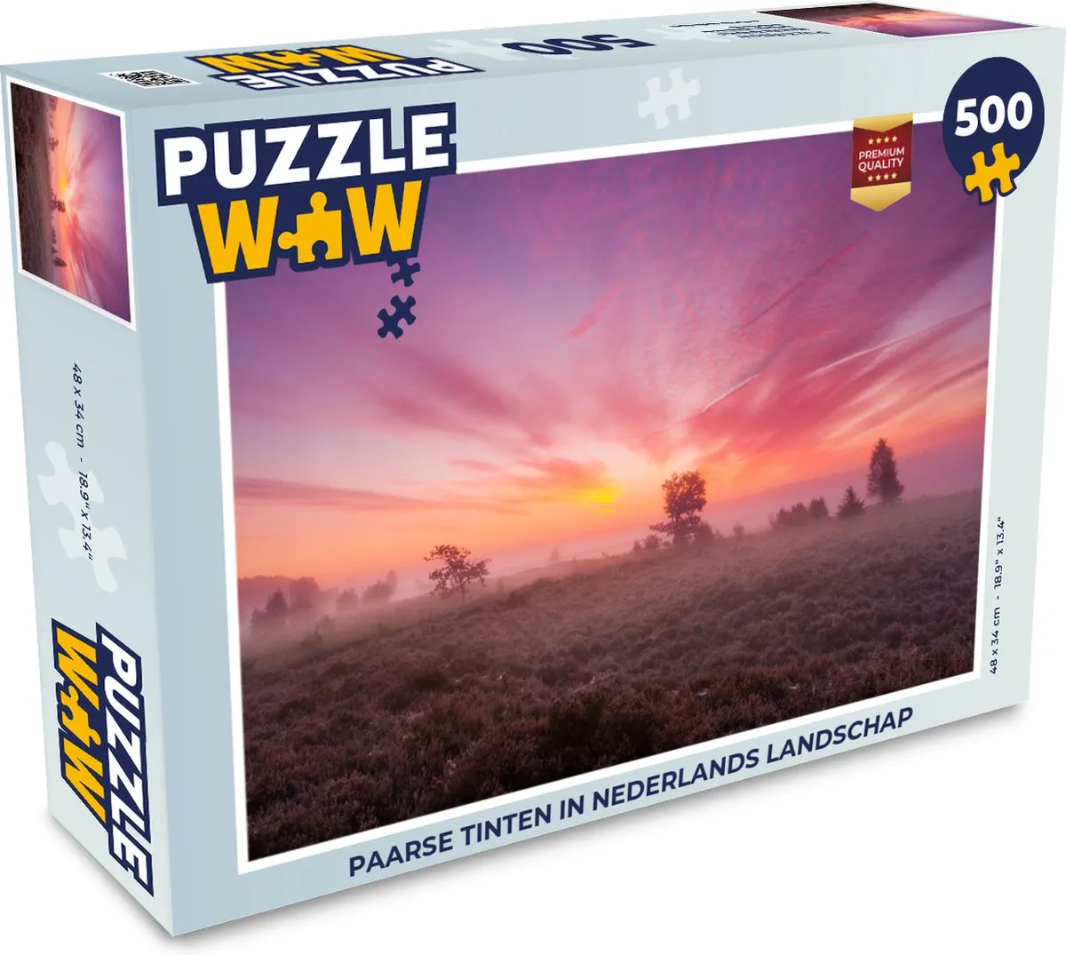 PuzzleWow Legpuzzel Paarse tinten in Nederlands landschap 500 Stuks - Multicolor