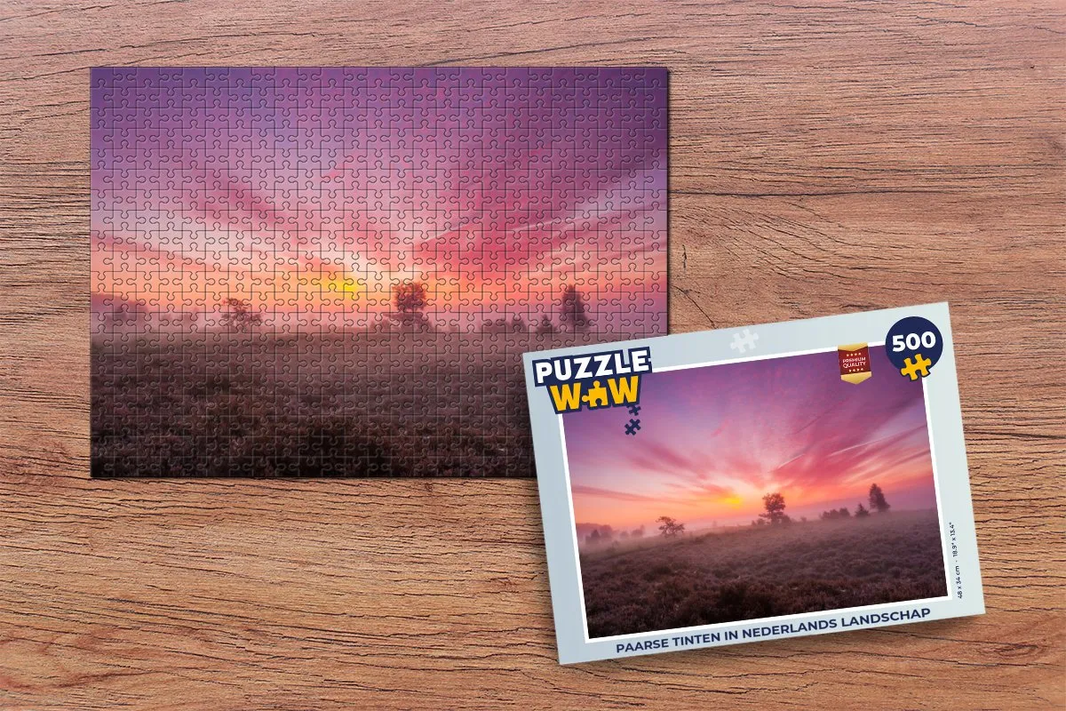 PuzzleWow Legpuzzel Paarse tinten in Nederlands landschap 500 Stuks - Multicolor