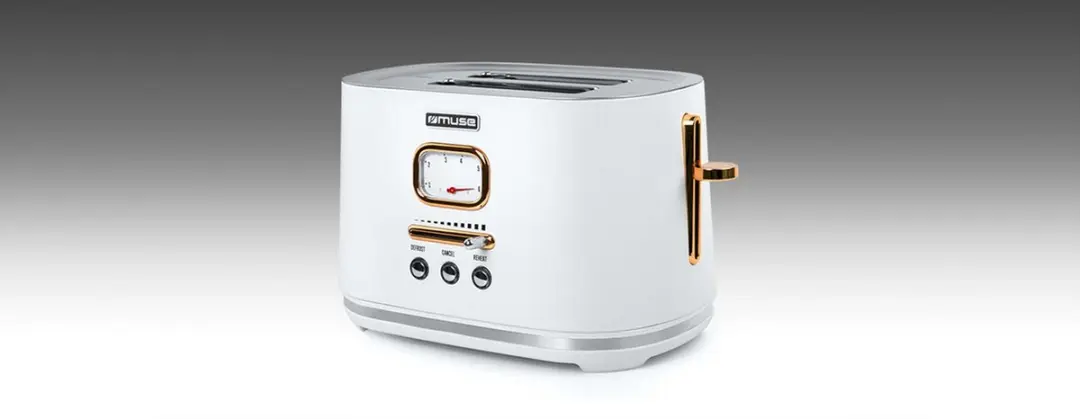 Muse MS-130W Broodrooster 1000W - 2 Sandwiches - Wit/Messing