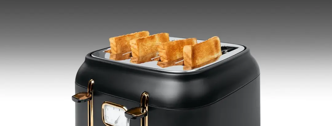 Muse MS-131BC Broodrooster 4 Toasts 1800W - Zwart/Messing
