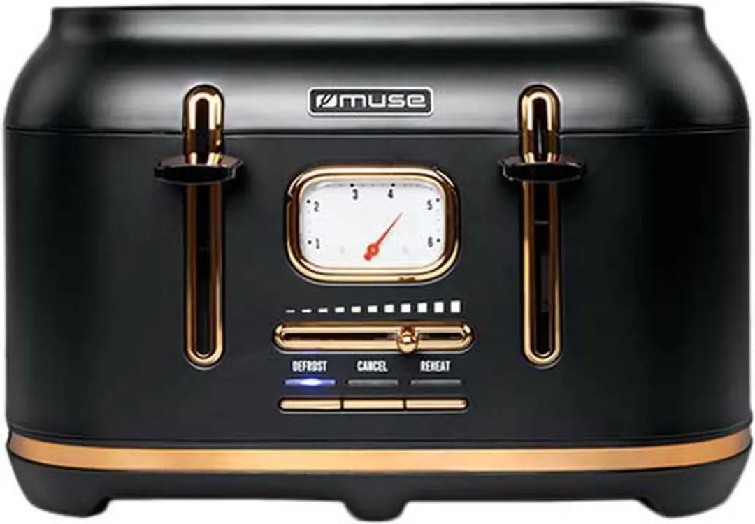 Muse MS-131BC Broodrooster 4 Toasts 1800W - Zwart/Messing
