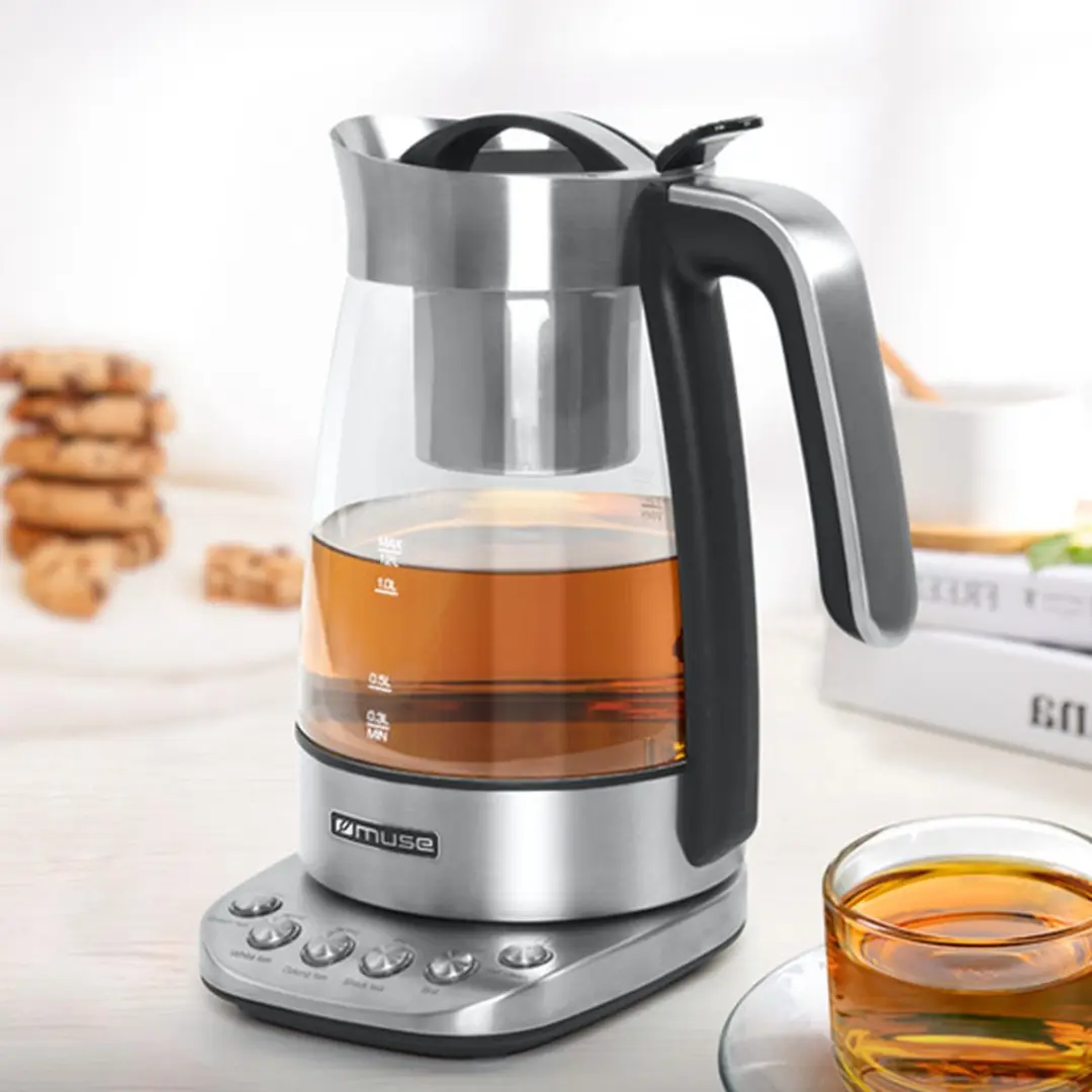 Muse MS-320T Elektrische Waterkoker 1,2L - Roestvrijstaal/Glas - afbeelding 5 van 6