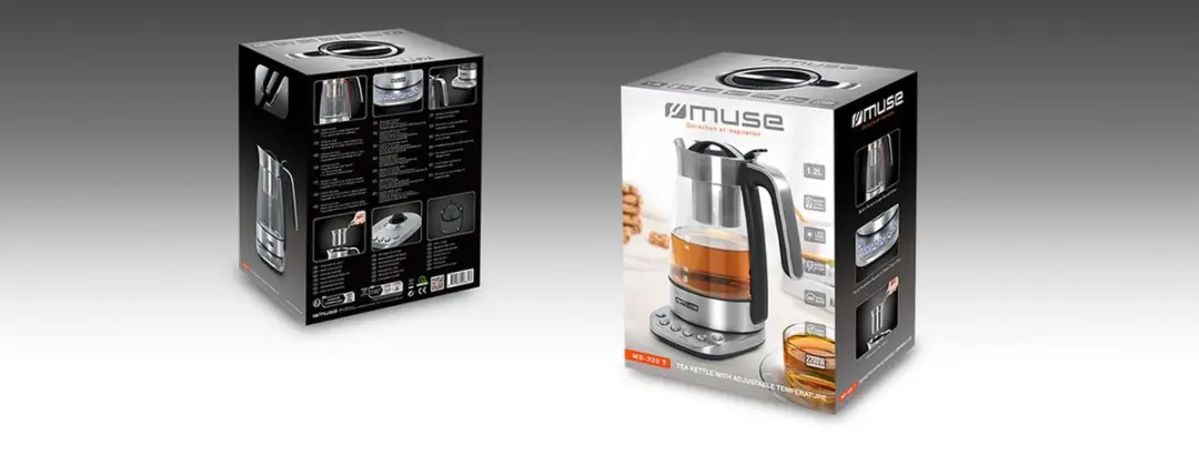 Muse MS-320T Elektrische Waterkoker 1,2L - Roestvrijstaal/Glas - afbeelding 3 van 6