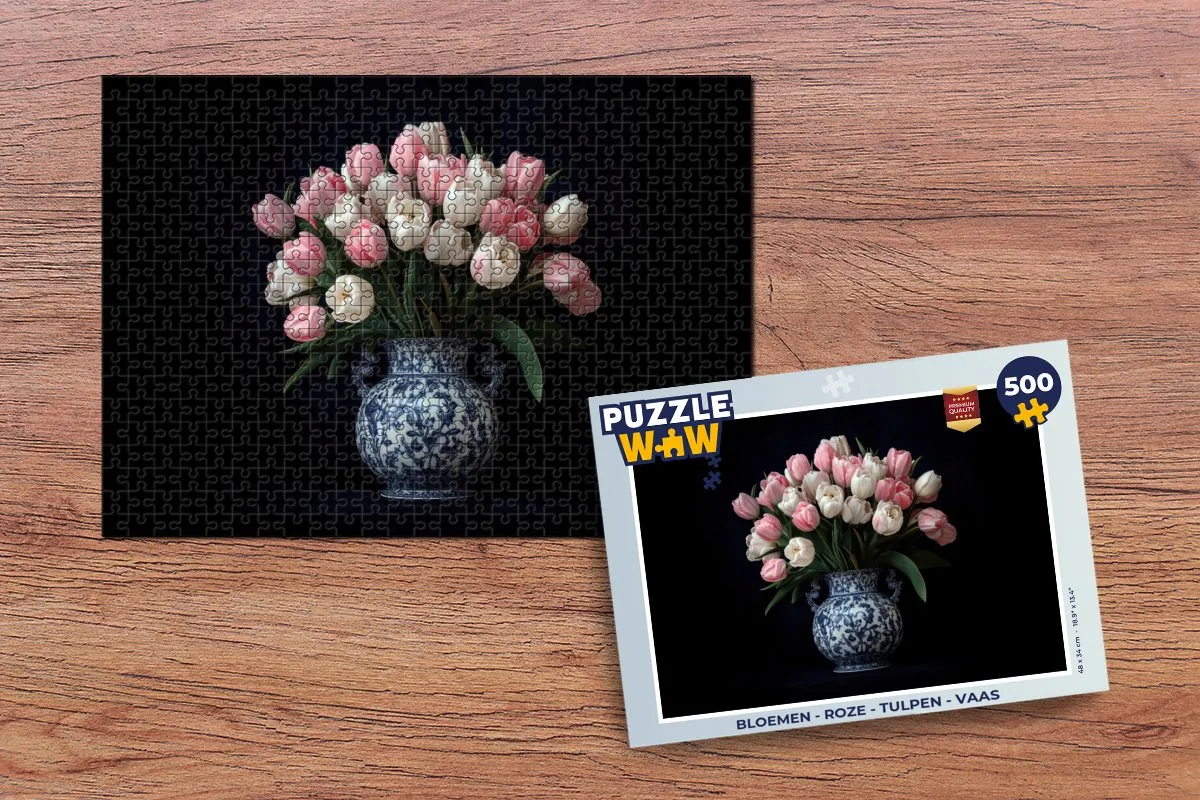 PuzzleWow Bloemen Roze Legpuzzel 500 Stuks - Tulpen