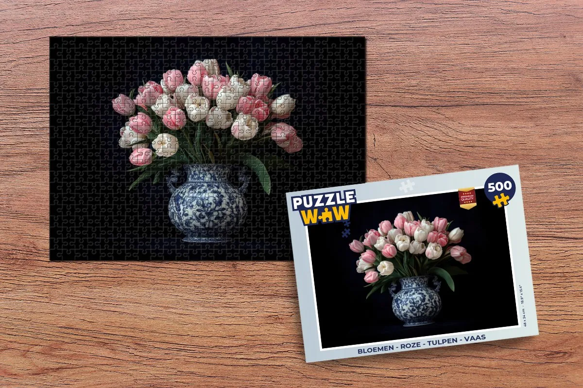 PuzzleWow Bloemen Roze Legpuzzel 500 Stuks - Tulpen
