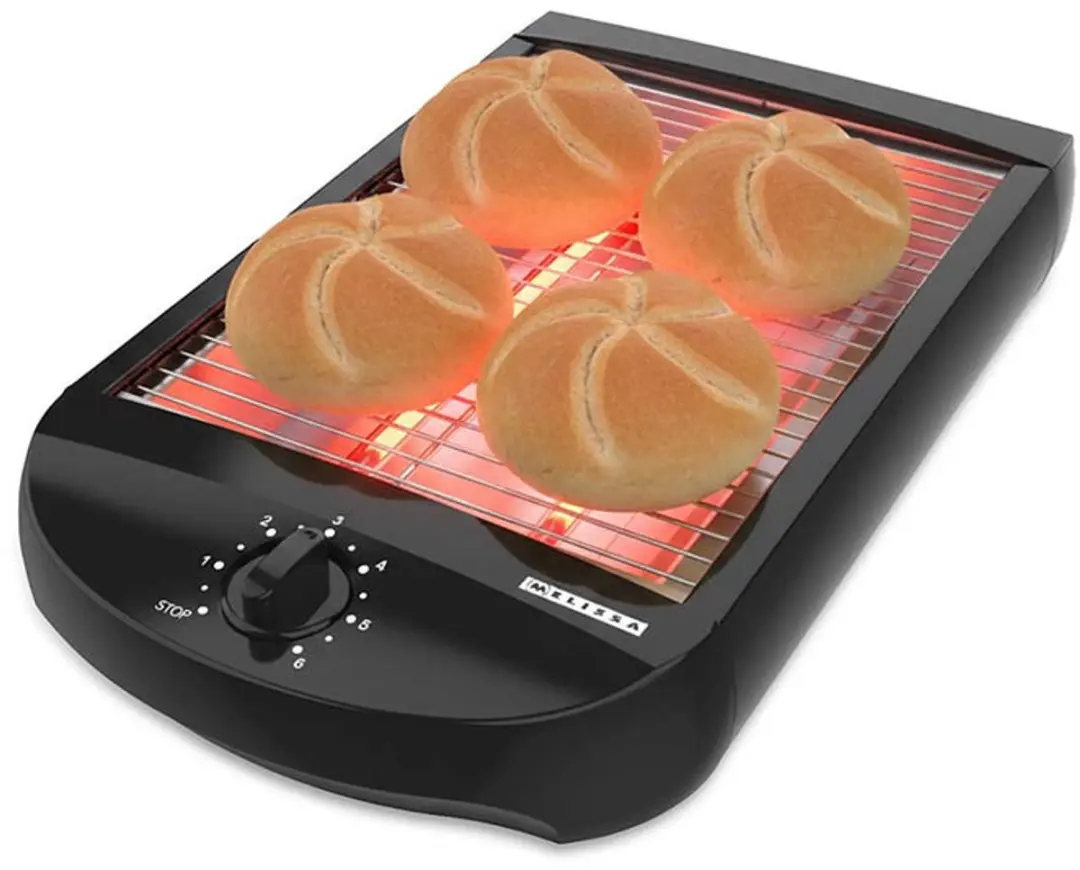 Melissa Plat Broodrooster 600W 4 Stuks - Zwart