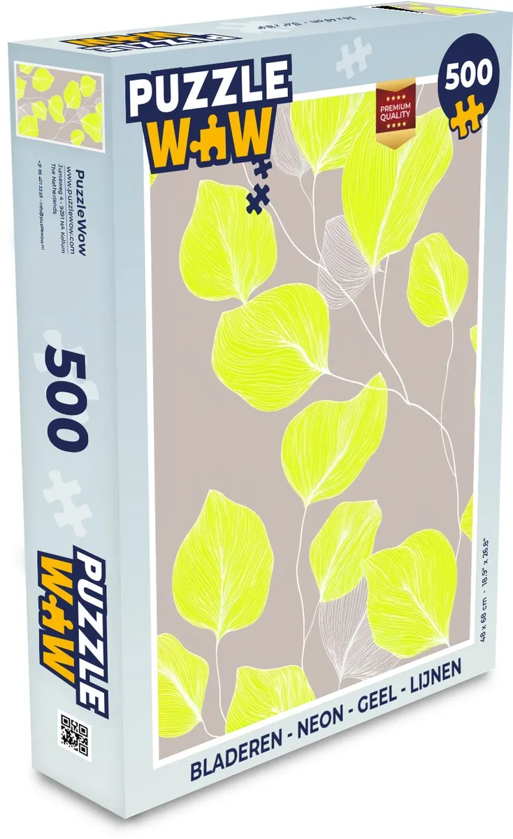 PuzzleWow Neon Bladeren Legpuzzel 500 Stuks - Geel