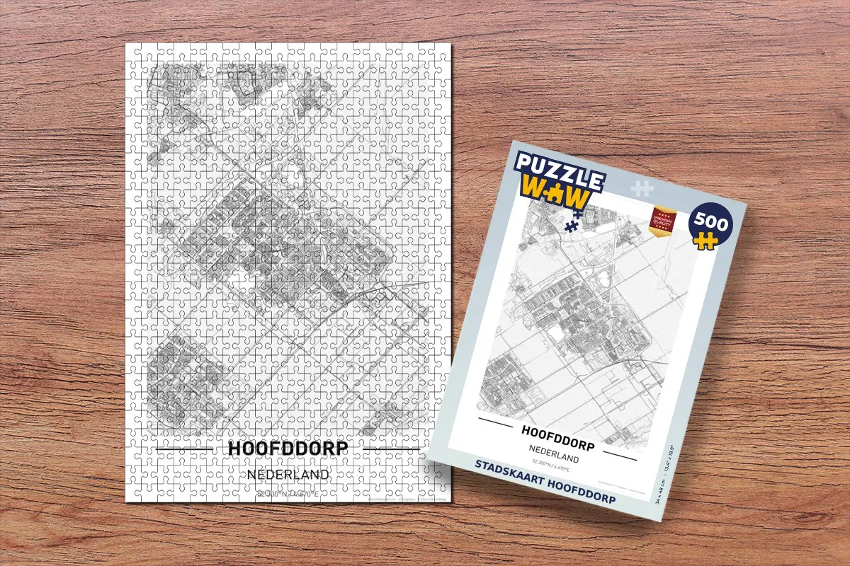 PuzzleWow Stadskaart Hoofddorp Legpuzzel 500 Stuks - Multicolor