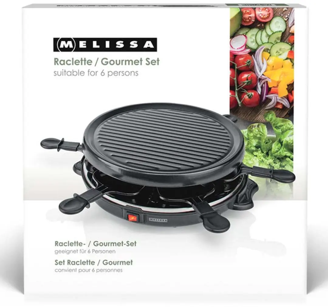 Melissa Raclette 16300032 - 6 Personen 800W - Zwart