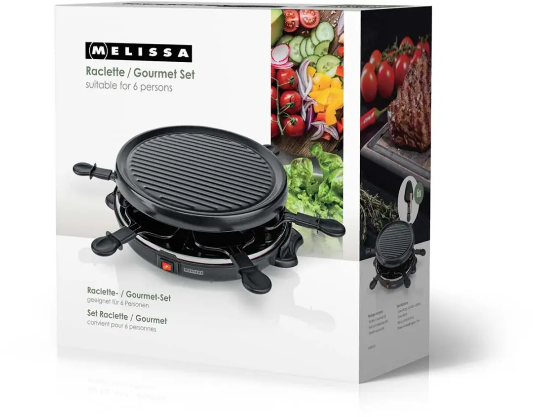 Melissa Raclette 16300032 - 6 Personen 800W - Zwart