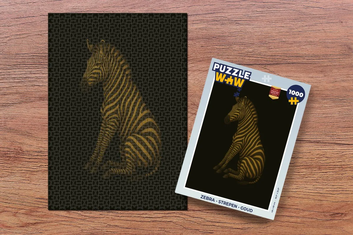 PuzzleWow Zebra Legpuzzel 1000 Stuks - Goud