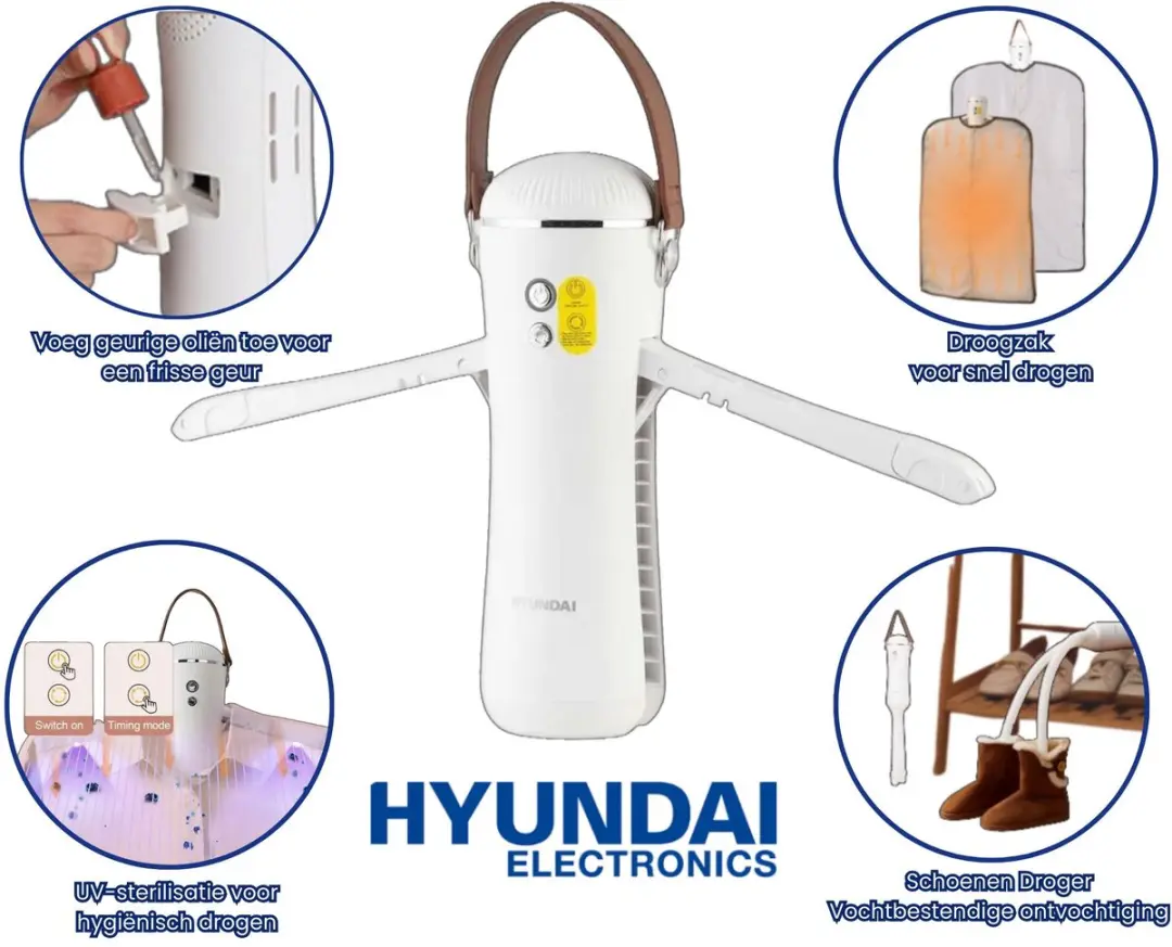 Hyundai HHA912301 Multifunctionele Droger - UV-Reiniging - 100W - Wit