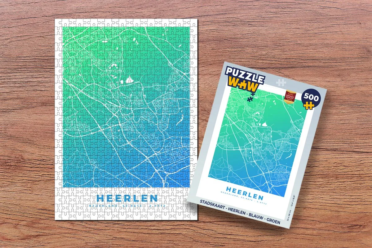 PuzzleWow Stadskaart Heerlen Legpuzzel 500 Stuks - Multicolor