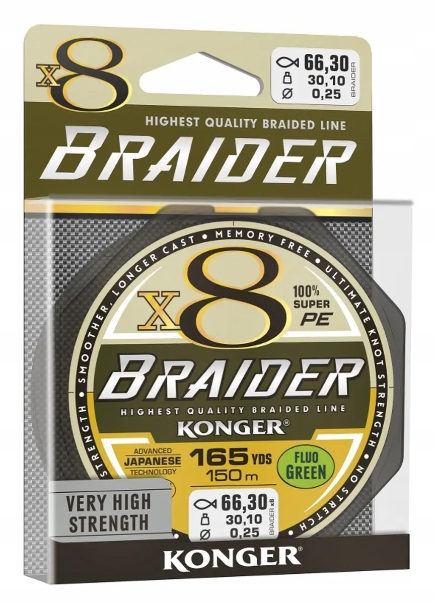 Konger Braider X8 Vislijn 0.16mm 150m Fluo