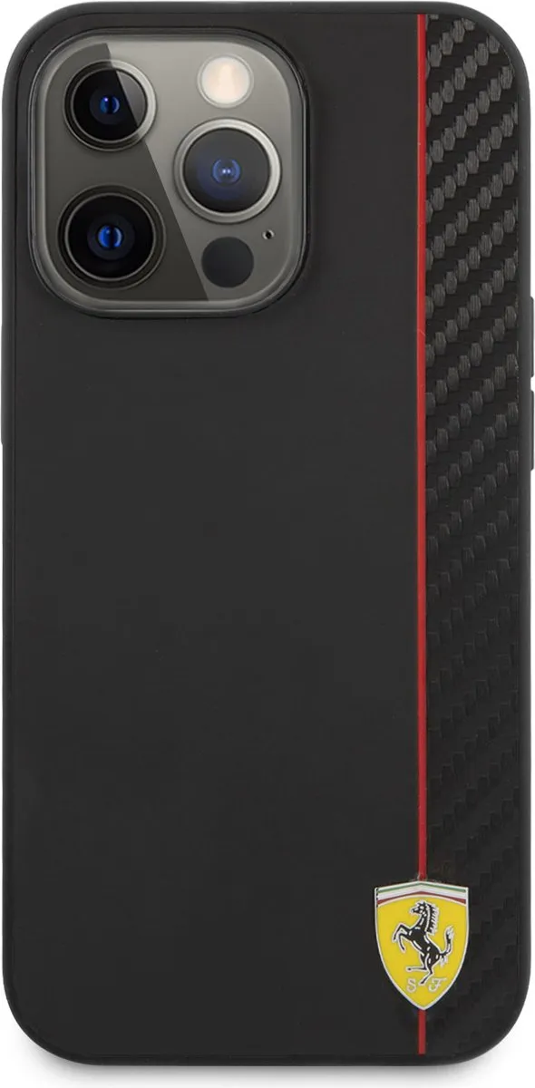 Ferrari Carbon Hardcase Backcover iPhone 13 Pro Max - Zwart
