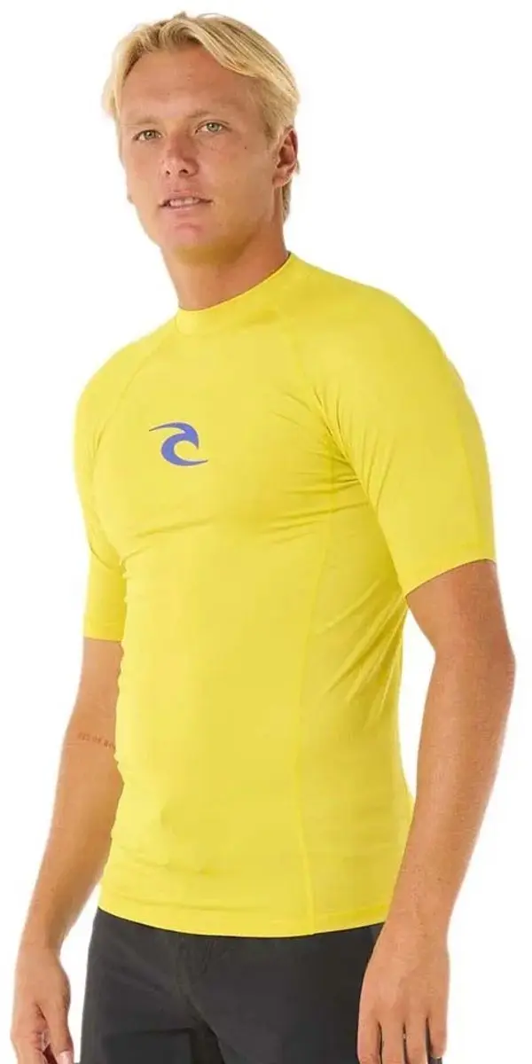 Rip Curl Waves Upf Perf Korte Mouw Rash Guard Geel S Man