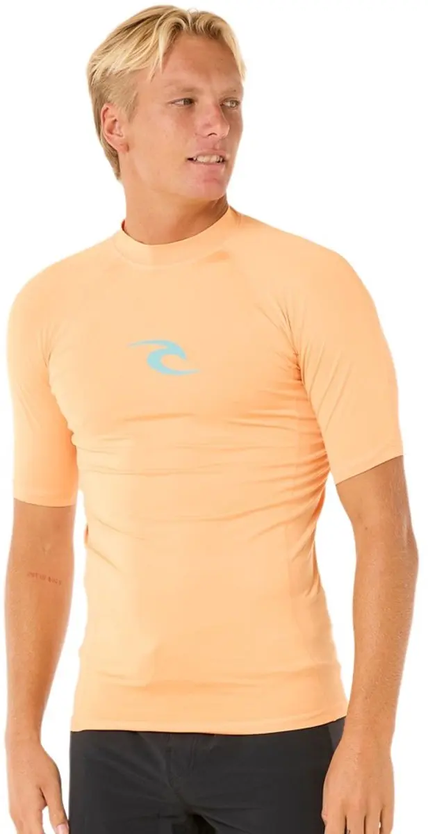 Rip Curl Waves Upf Perf Korte Mouw Rash Guard Oranje XS Man