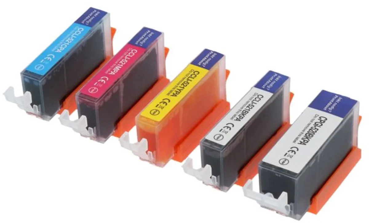 PrintAbout Inktcartridge PGI-520/CLI-521 BK/CMYK-PA2 - 5 Kleuren - 75ml - o.a. Canon PIXMA