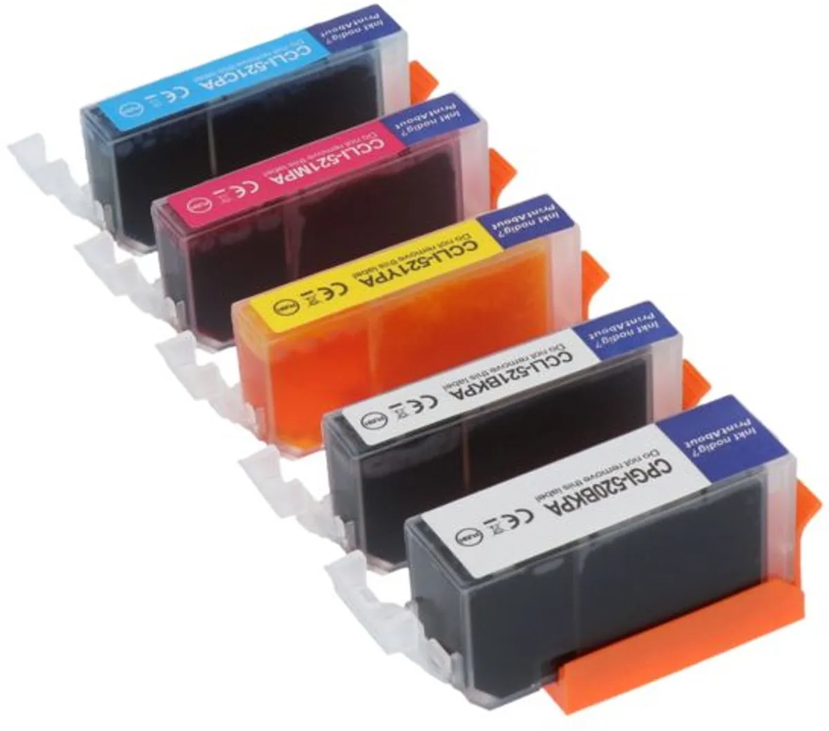 PrintAbout Inktcartridge PGI-520/CLI-521 BK/CMYK-PA2 - 5 Kleuren - 75ml - o.a. Canon PIXMA