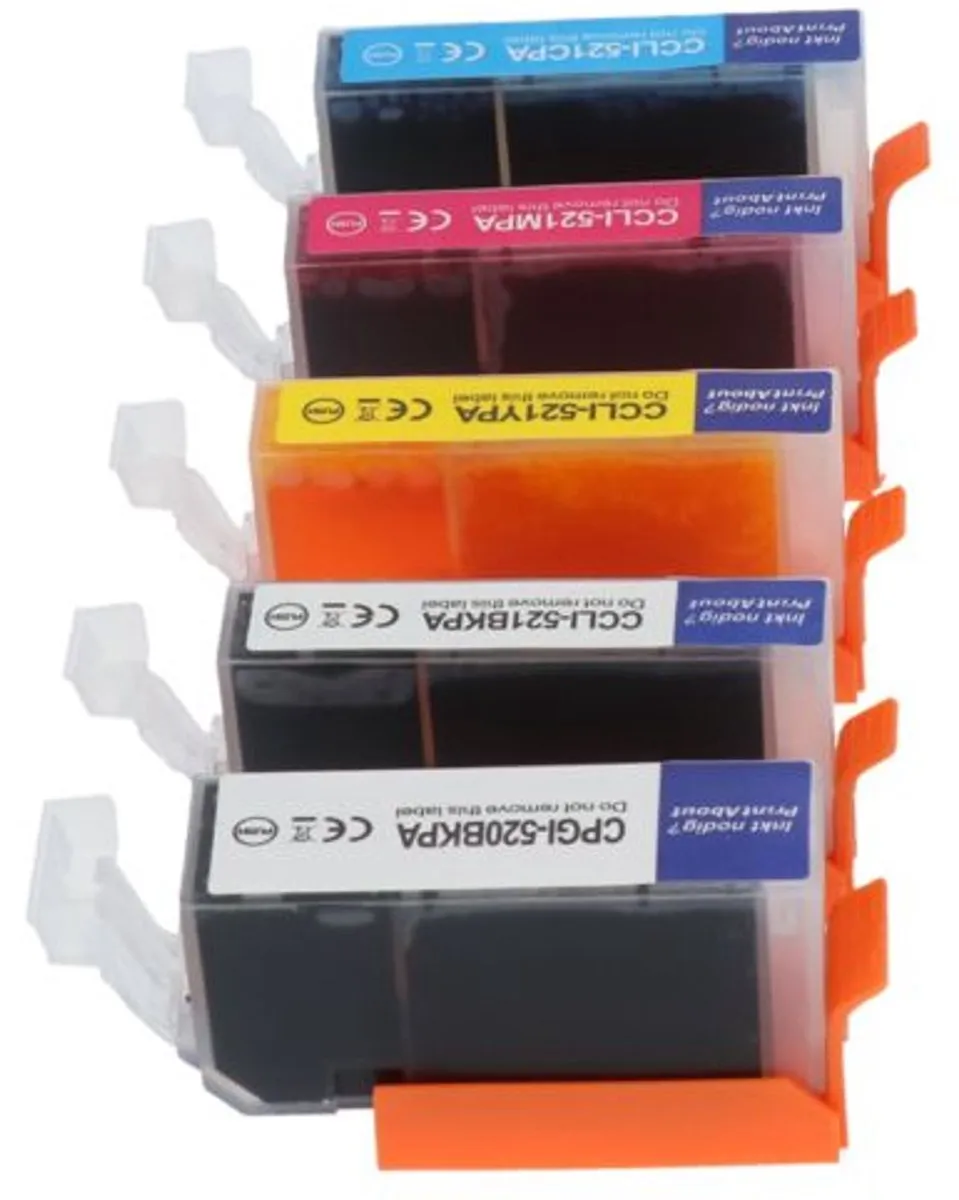 PrintAbout Inktcartridge PGI-520/CLI-521 BK/CMYK-PA2 - 5 Kleuren - 75ml - o.a. Canon PIXMA