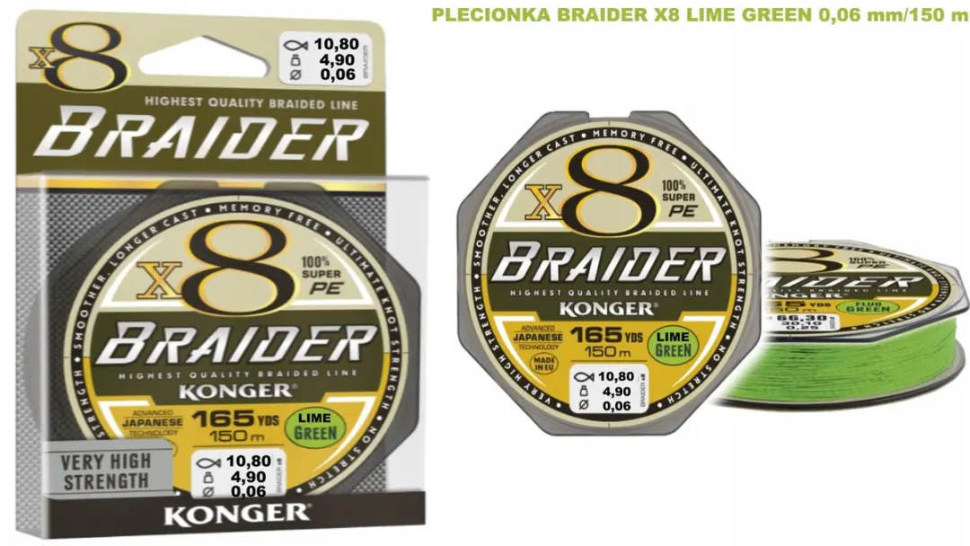 Konger Braider X8 Fluo Vislijn 0.06mm 150m