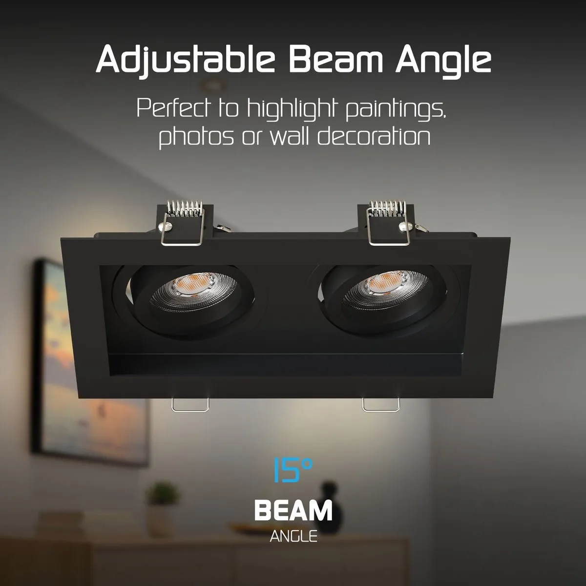 LEDVION 6x Smart Inbouwspot Dubbel Rechthoek 185x100mm - Zwart - RGBW 4.9W
