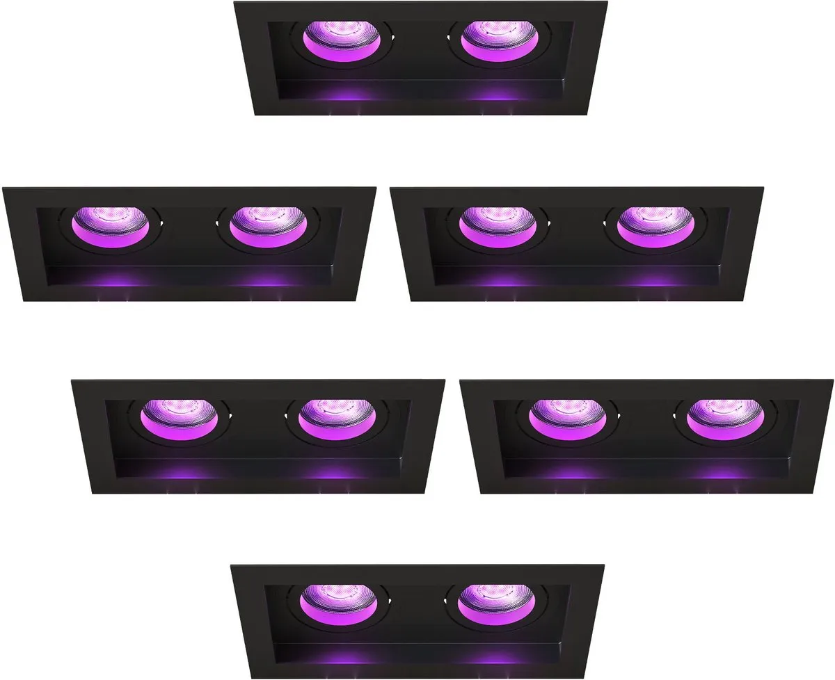 LEDVION 6x Smart Inbouwspot Dubbel Rechthoek 185x100mm