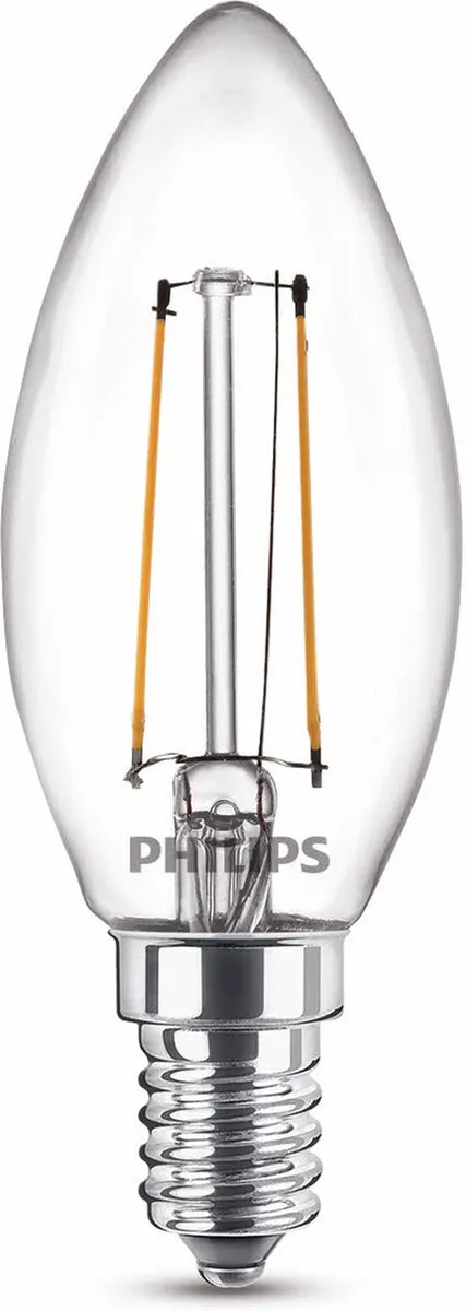 Philips LED Kaarslamp E14 Warmwit 15W Helder glas